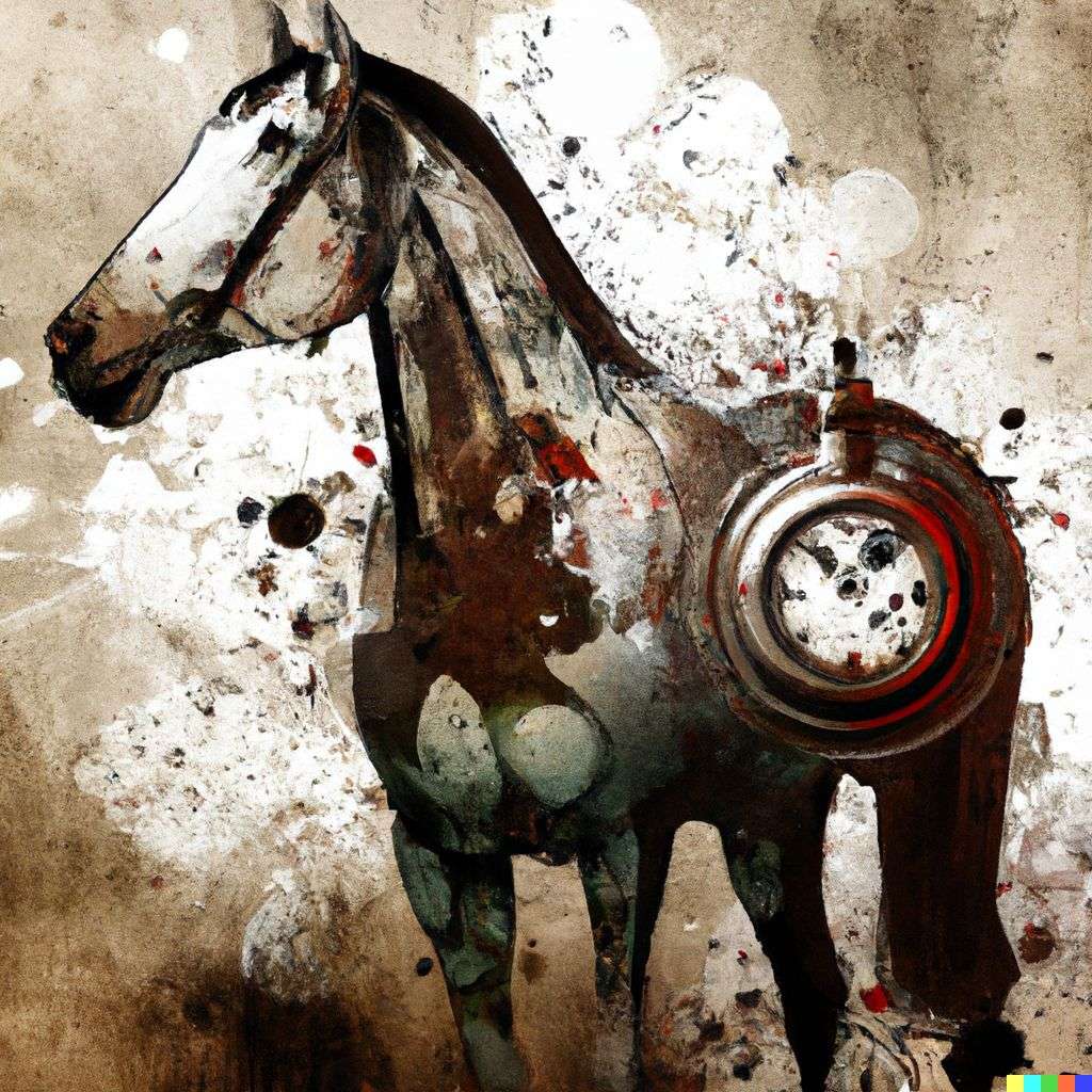 a horse, mixed media